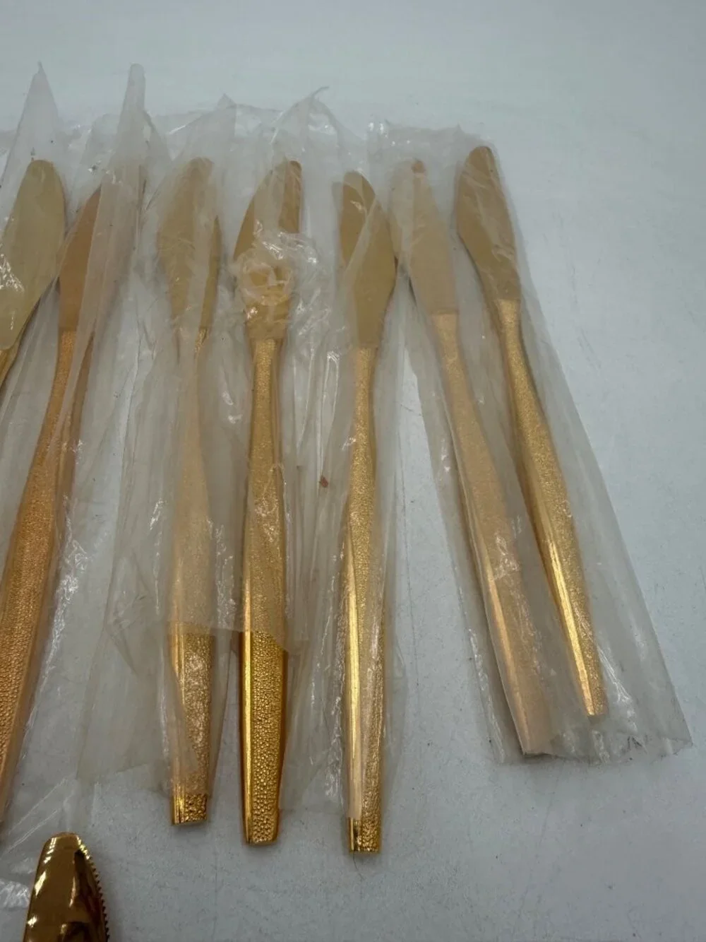 Florentine Gold Stainless Steel Butter Knives Set 13 Textured Handles MCM